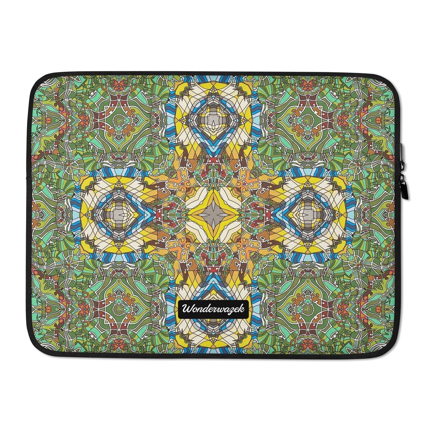 Laptoptasche • Madeira – Kaleidoskop, blau, gelb, grün - Wonderwazek