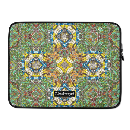 Laptoptasche • Madeira – Kaleidoskop, blau, gelb, grün - Wonderwazek