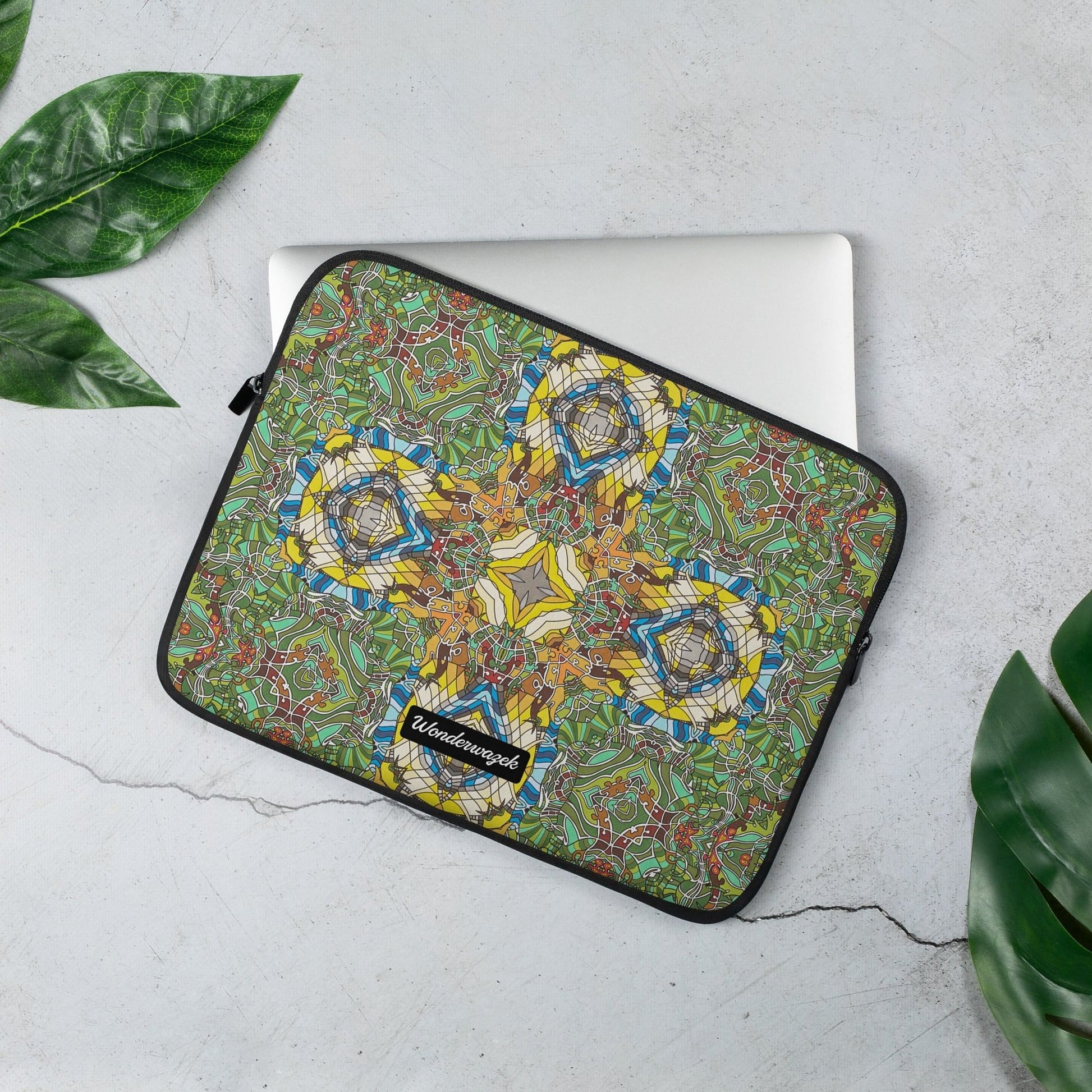 Laptoptasche • Madeira – Kaleidoskop, blau, gelb, grün - Wonderwazek