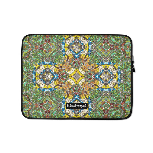 Laptoptasche • Madeira – Kaleidoskop, blau, gelb, grün - Wonderwazek