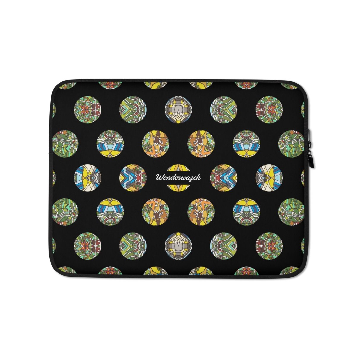 Laptoptasche • Madeira – Punkte, gelb, grün, schwarz - Wonderwazek
