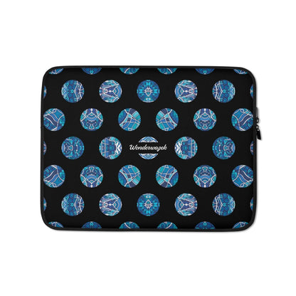 Laptoptasche • Wassergeister – Punkte, blau, schwarz, weiß - Wonderwazek