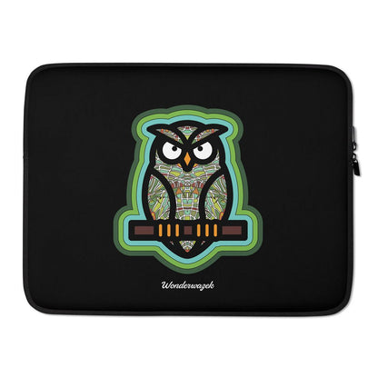 Laptoptasche • weise Eule – grün, schwarz - Wonderwazek