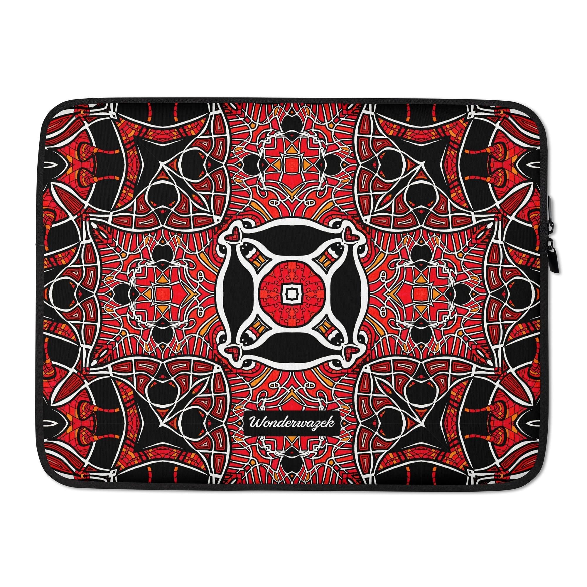 Laptoptasche • Zirkus – Kaleidoskop 1, rot, schwarz, weiß - Wonderwazek