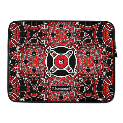 Laptoptasche • Zirkus – Kaleidoskop, rot, schwarz, weiß - Wonderwazek