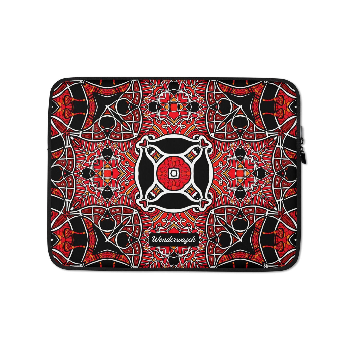 Laptoptasche • Zirkus – Kaleidoskop, rot, schwarz, weiß - Wonderwazek