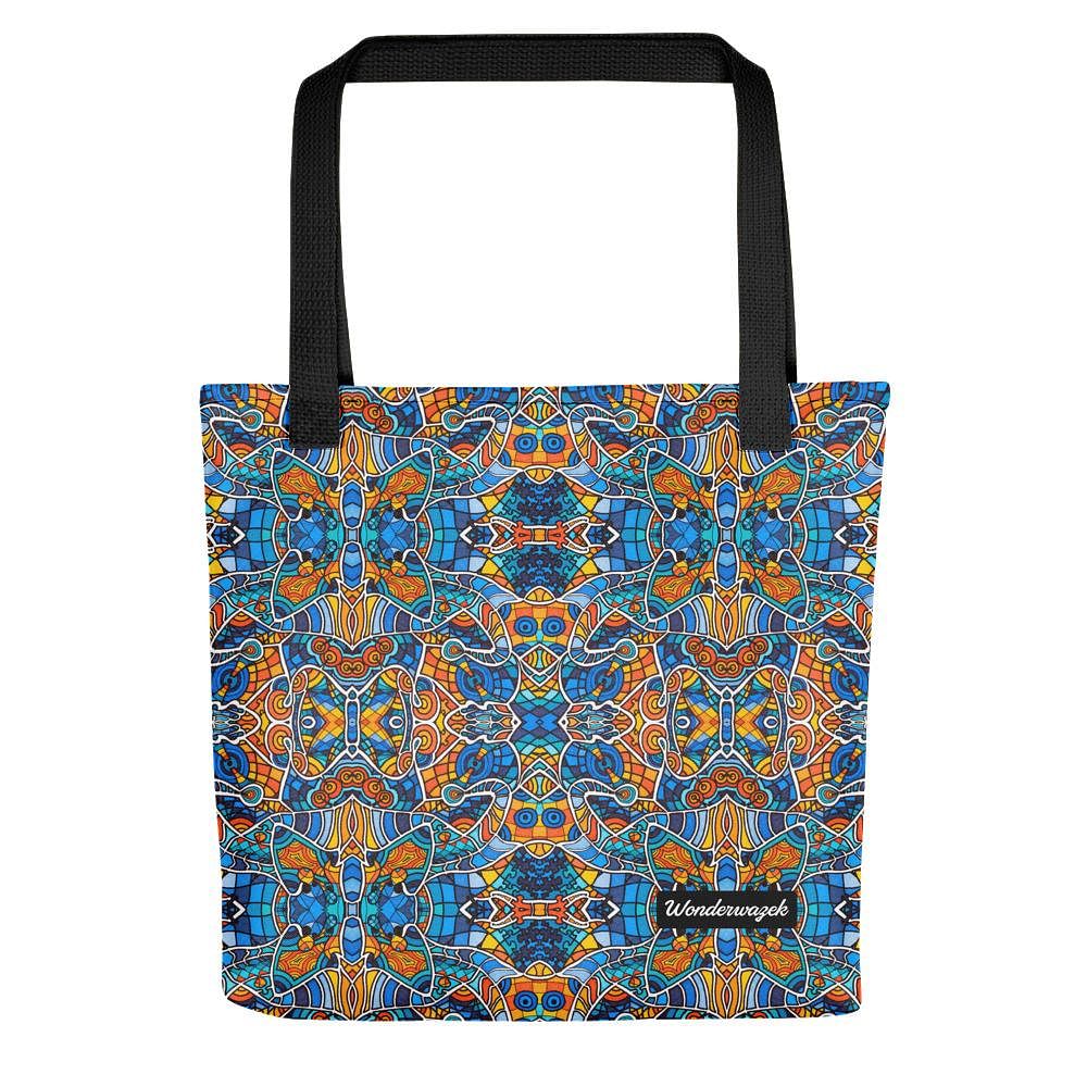 Einkaufstasche • Blankas Blumen – Variation 1, blau, gelb, orange - Wonderwazek