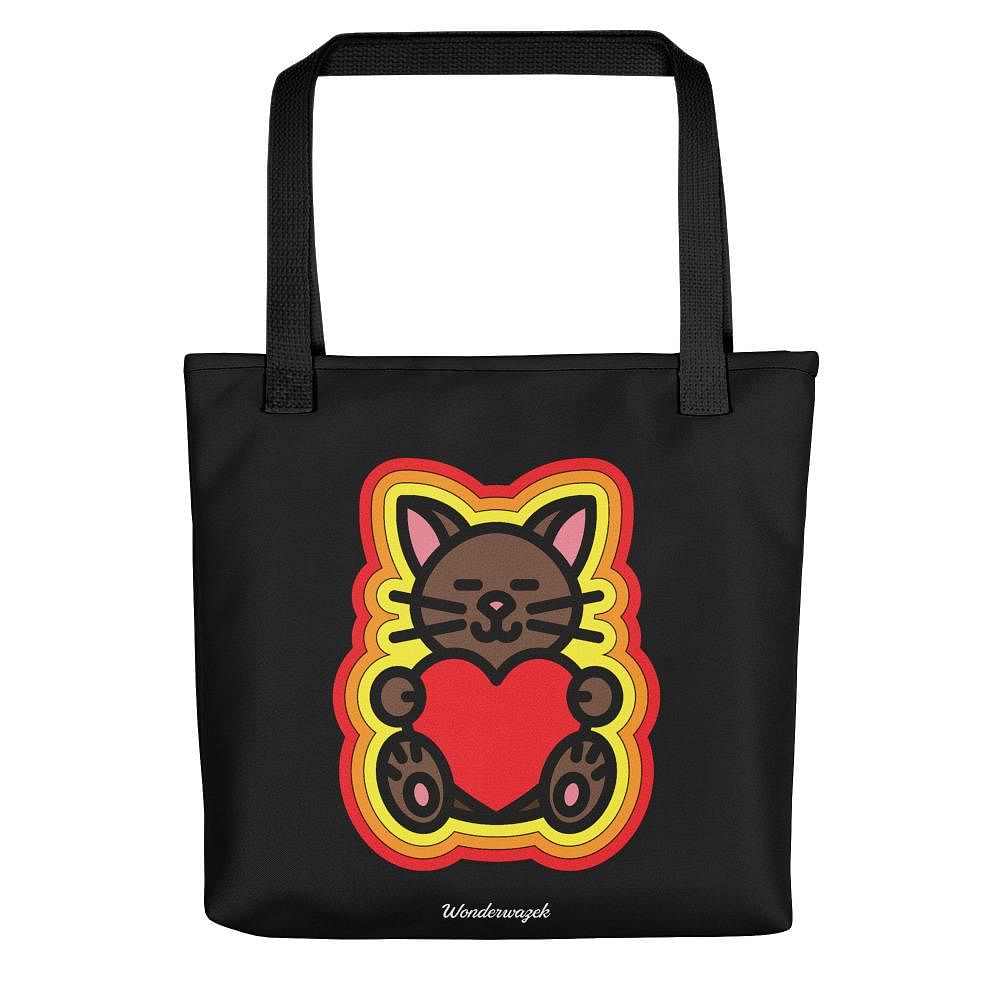 Einkaufstasche • Katze mit Herz – gelb, orange, rot, schwarz - Wonderwazek
