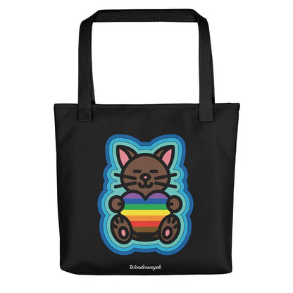 Einkaufstasche • Diversität 🌈 Katze mit Herz – Regenbogen, blau, schwarz - Wonderwazek