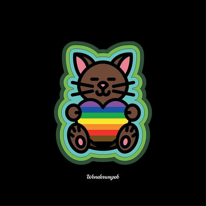 Einkaufstasche • Diversität 🌈 Katze mit Herz – Regenbogen, grün, schwarz - Wonderwazek