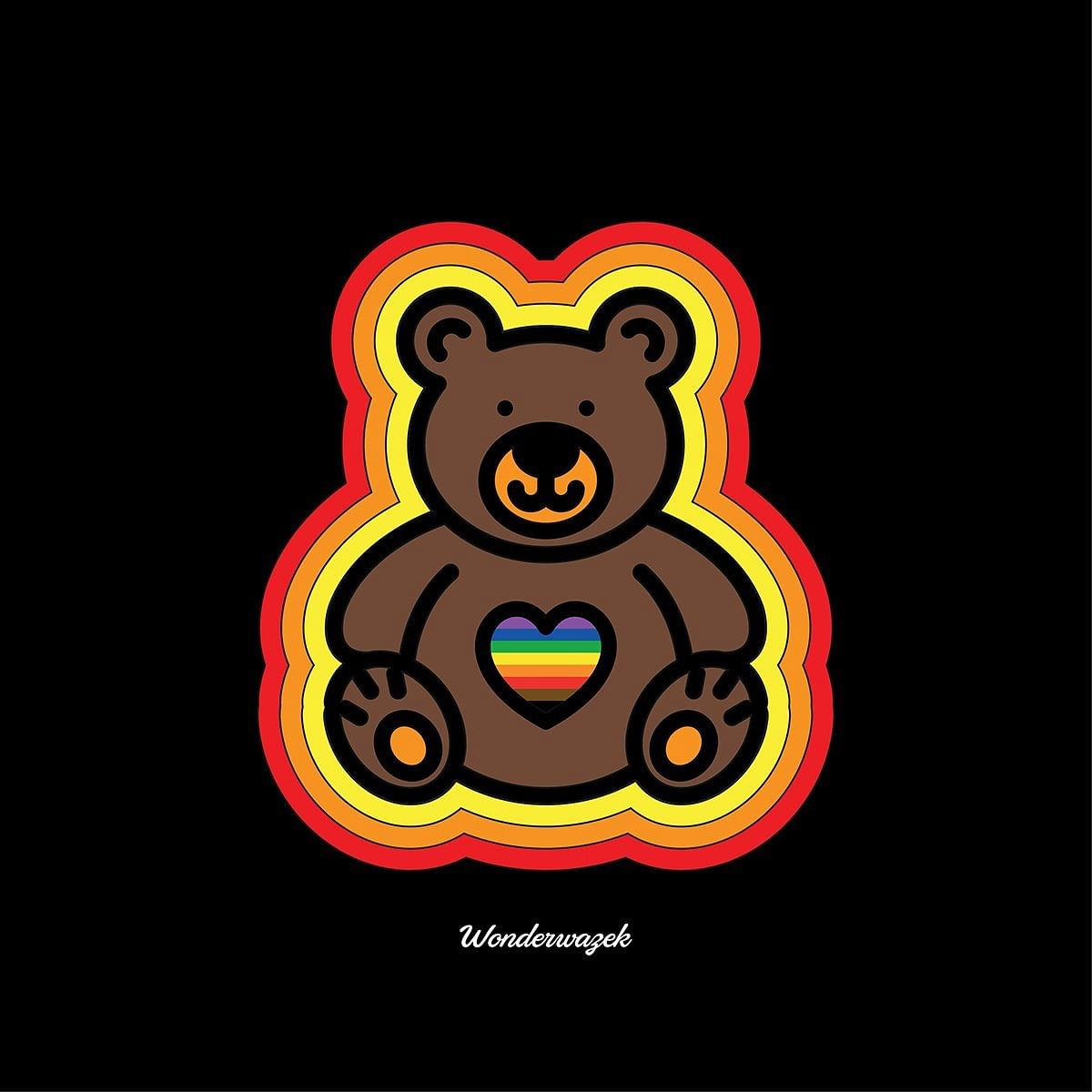 Einkaufstasche • Diversität 🌈 Teddy mit Herz – Regenbogen, gelb, orange, rot, schwarz - Wonderwazek
