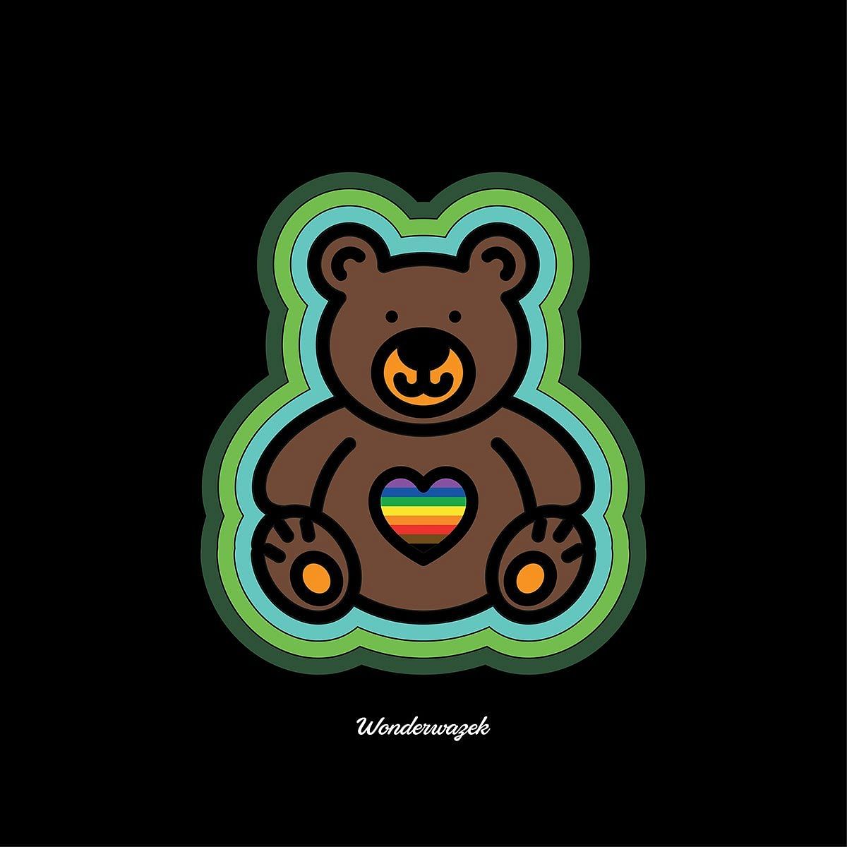 Einkaufstasche • Diversität 🌈 Teddy mit Herz – Regenbogen, grün, schwarz - Wonderwazek