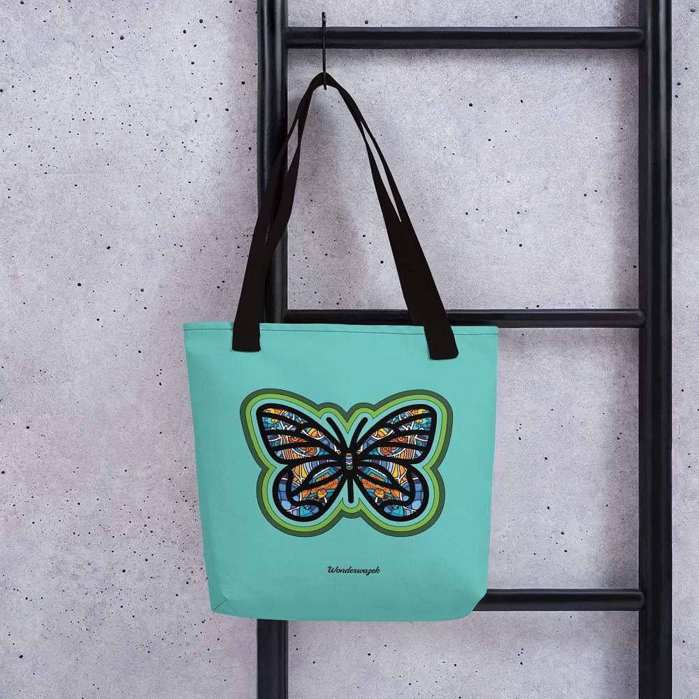 Einkaufstasche • Schmetterling – türkis - Wonderwazek