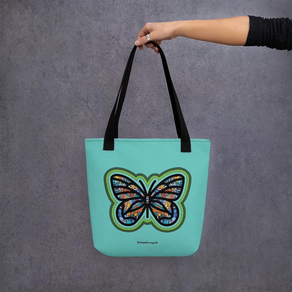 Einkaufstasche • Schmetterling – türkis - Wonderwazek