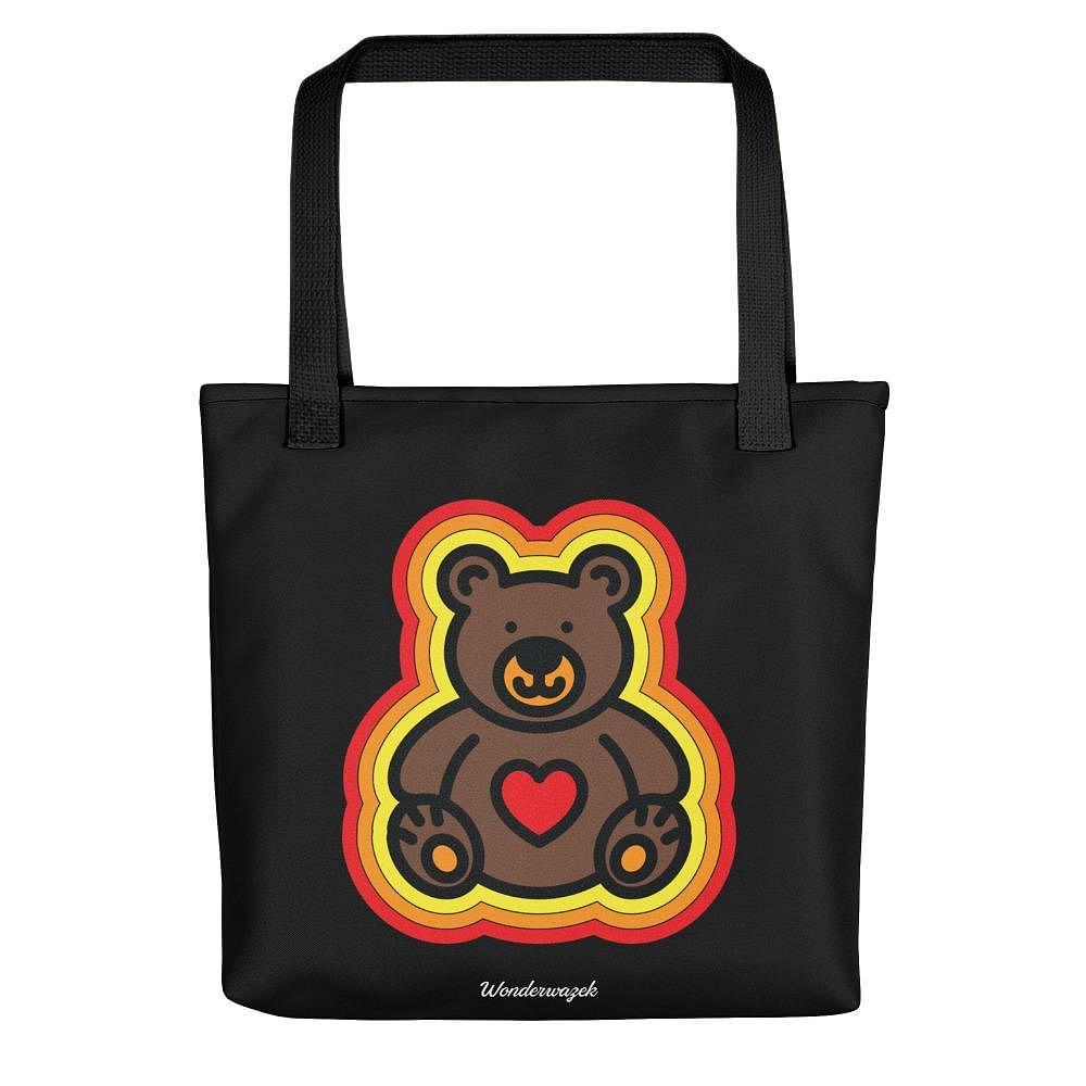 Einkaufstasche • Teddy mit Herz – gelb, orange, rot, schwarz - Wonderwazek