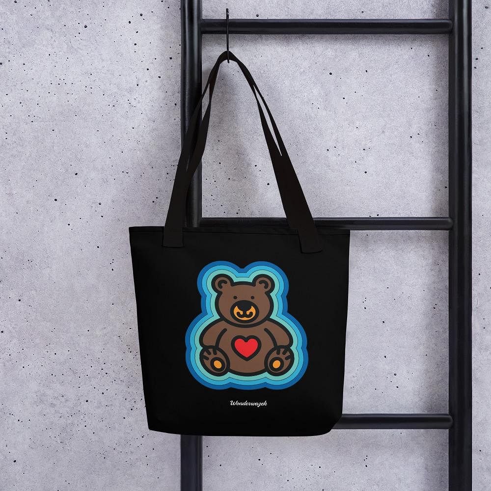 Einkaufstasche • Teddy mit Herz – blau, schwarz - Wonderwazek