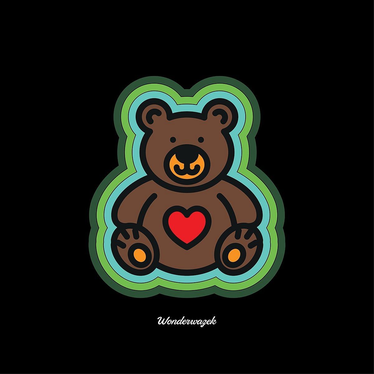 Einkaufstasche • Teddy mit Herz – grün, schwarz - Wonderwazek
