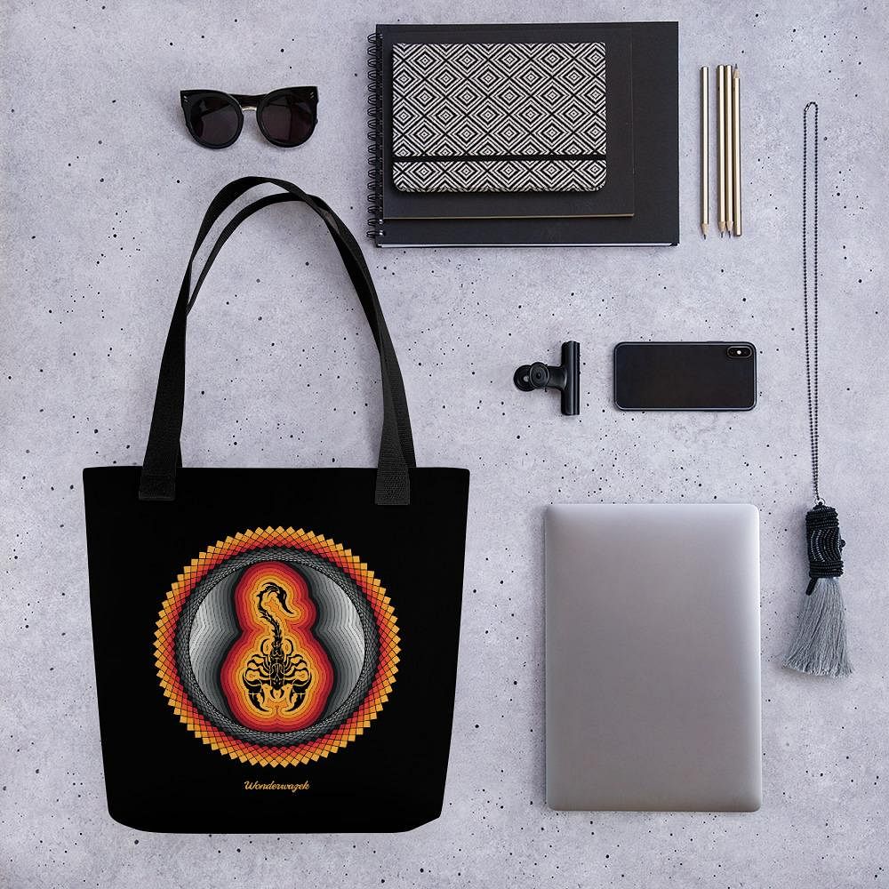 Einkaufstasche • Tribal Skorpion – grau, orange, schwarz - Wonderwazek