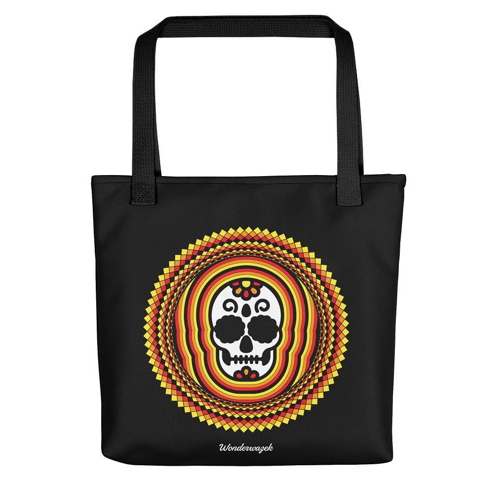 Einkaufstasche • Tribal Totenkopf – gelb, orange, rot, schwarz - Wonderwazek