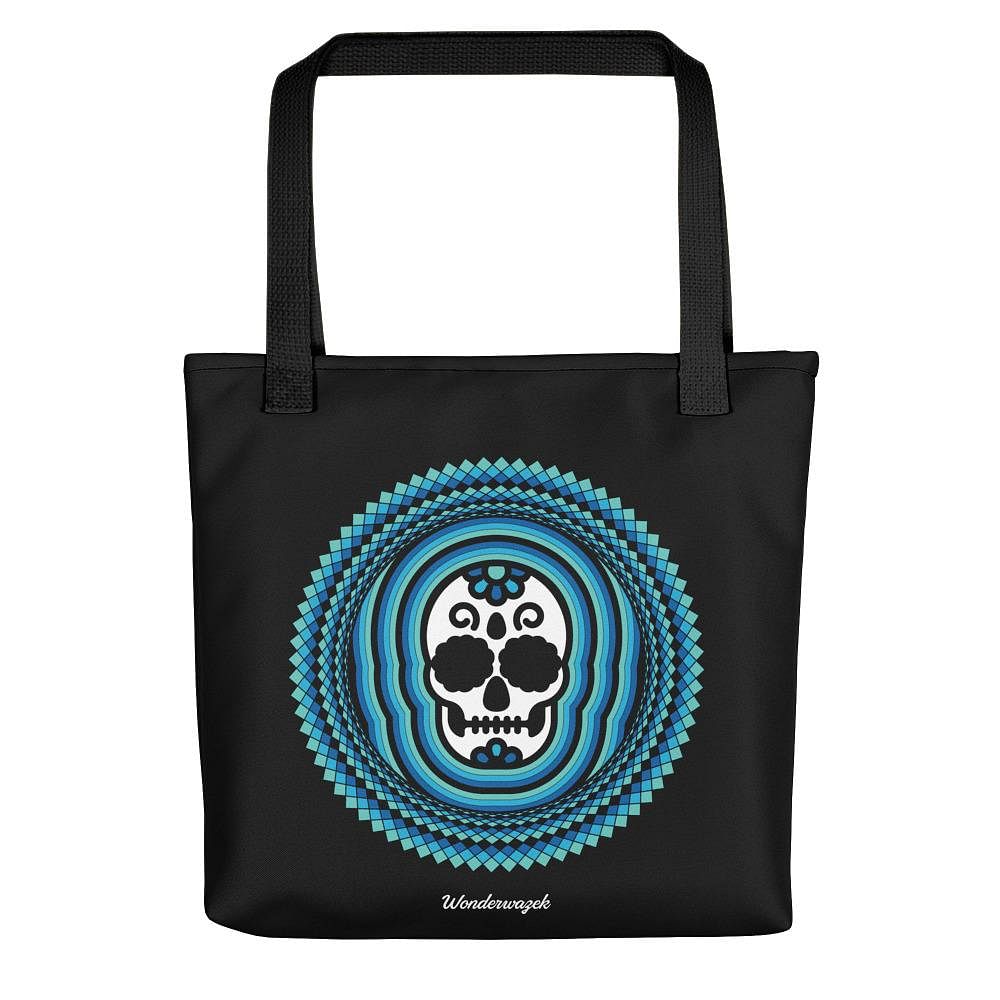 Einkaufstasche • Tribal Totenkopf – blau, schwarz - Wonderwazek