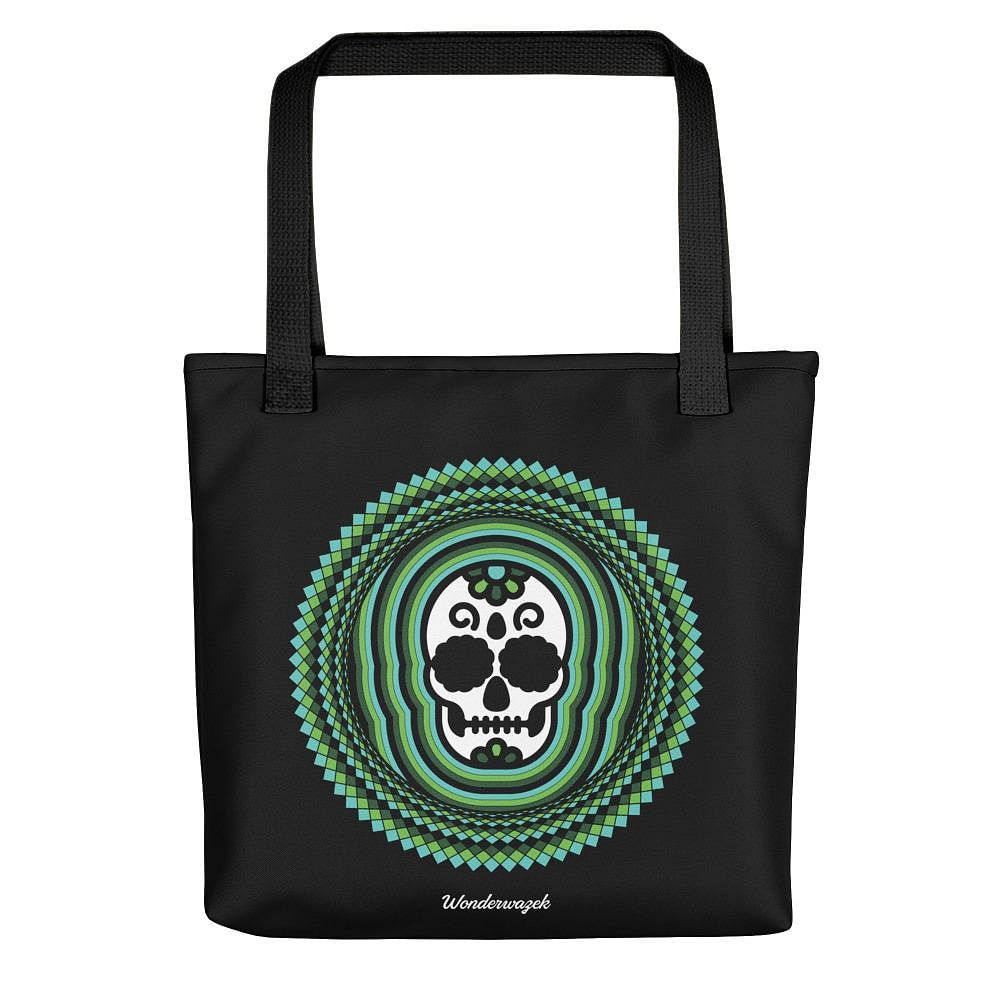 Einkaufstasche • Tribal Totenkopf – grün, schwarz - Wonderwazek