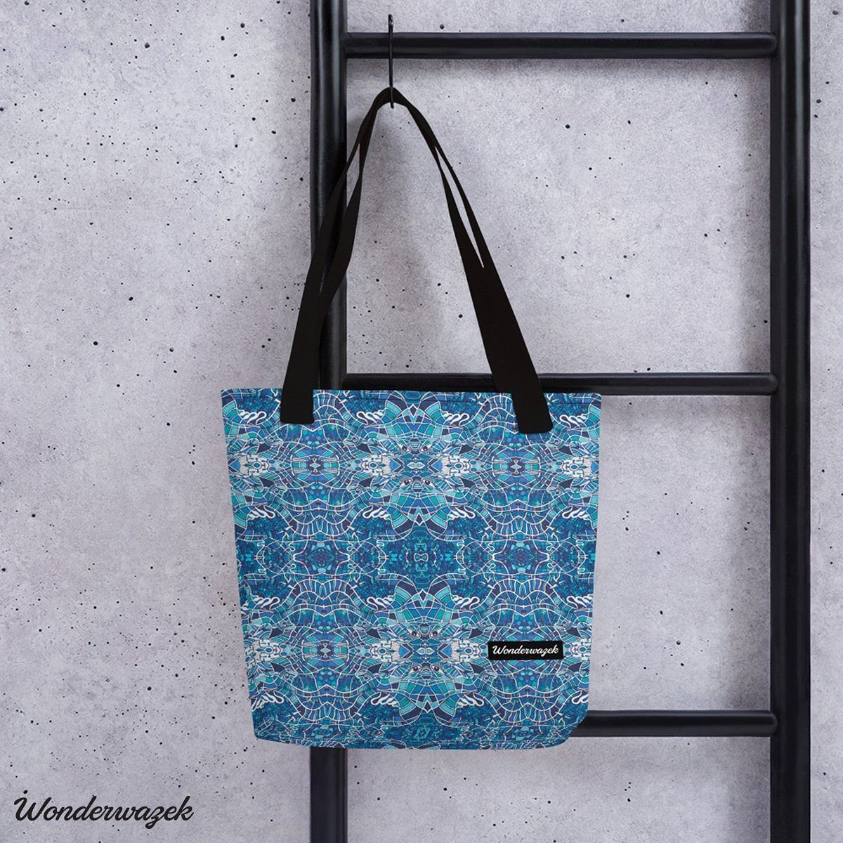 Einkaufstasche • Wassergeister – Variation 2, blau, weiß - Wonderwazek