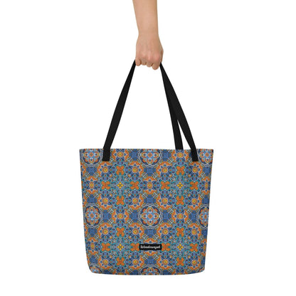 Strandtasche • Blankas Blumen – Kaleidoskop, blau, orange - Wonderwazek