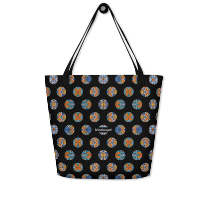 Strandtasche • Blankas Blumen – Punkte, blau, orange, schwarz - Wonderwazek