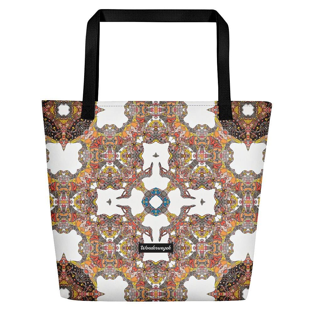 Strandtasche • Kinderspiel – Kaleidoskop, grau, orange - Wonderwazek