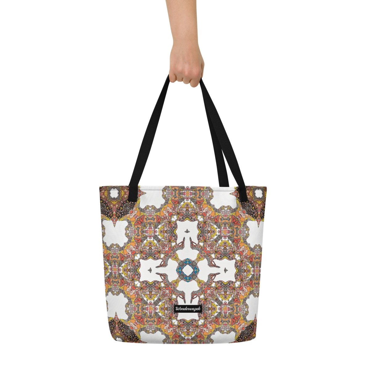 Strandtasche • Kinderspiel – Kaleidoskop, grau, orange - Wonderwazek