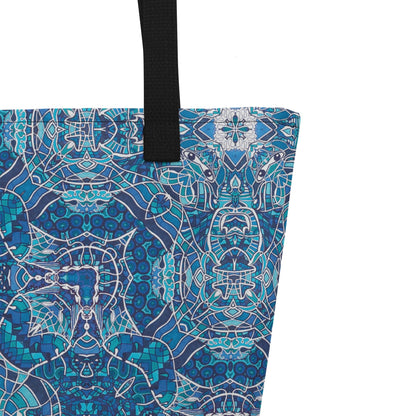 Strandtasche • Wassergeister – Kaleidoskop, blau, weiß - Wonderwazek