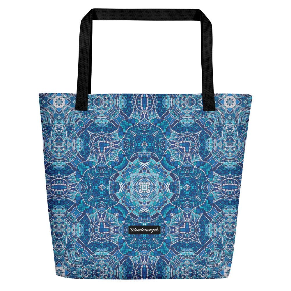 Strandtasche • Wassergeister – Kaleidoskop, blau, weiß - Wonderwazek