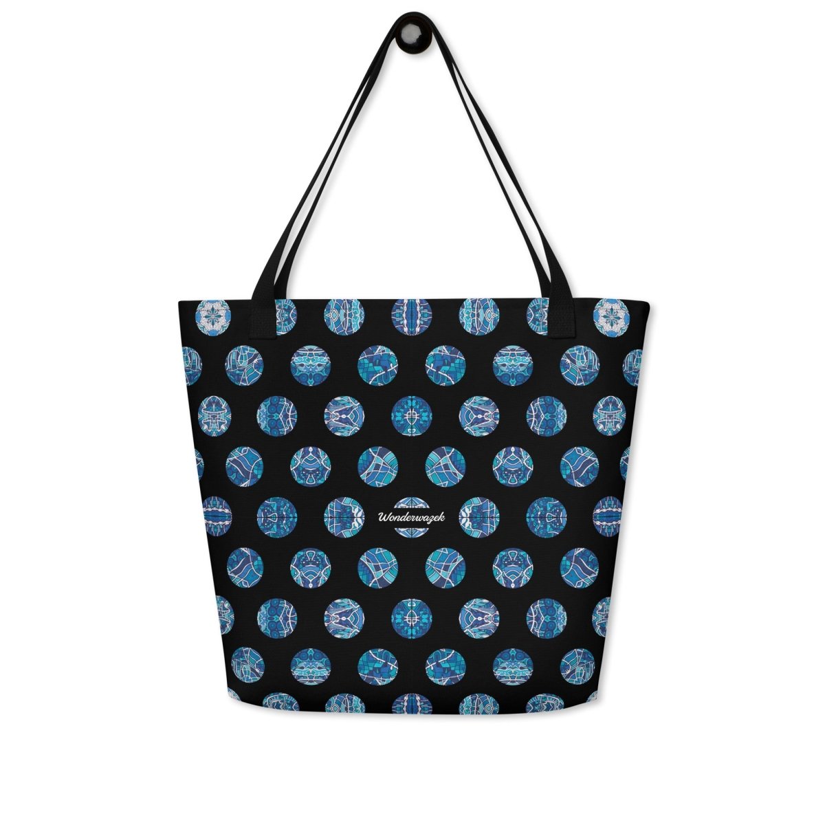 Strandtasche • Wassergeister – Punkte, blau, schwarz, weiß - Wonderwazek