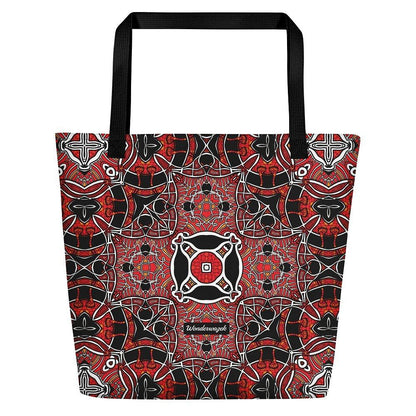 Strandtasche • Zirkus – Kaleidoskop, rot, schwarz, weiß - Wonderwazek