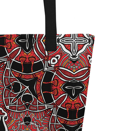 Strandtasche • Zirkus – Kaleidoskop, rot, schwarz, weiß - Wonderwazek