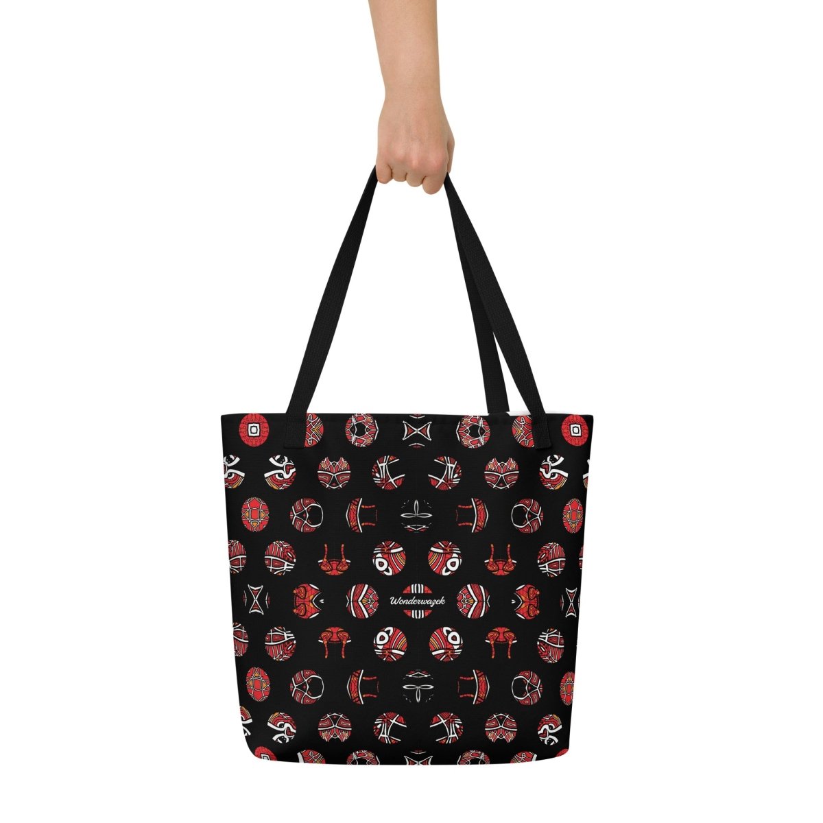 Strandtasche • Zirkus – Punkte, rot, schwarz, weiß - Wonderwazek