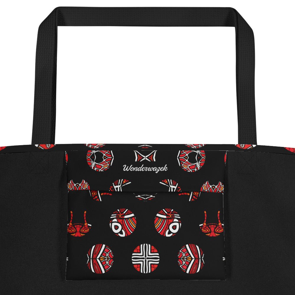 Strandtasche • Zirkus – Punkte, rot, schwarz, weiß - Wonderwazek