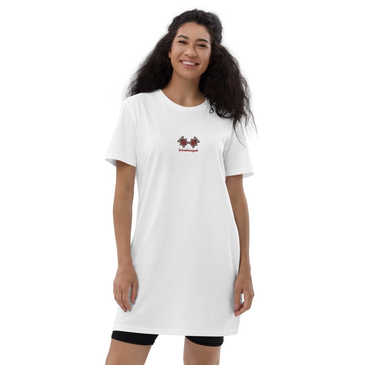 T-Shirt-Kleid • Marienkäfer – bestickt, rot - Wonderwazek