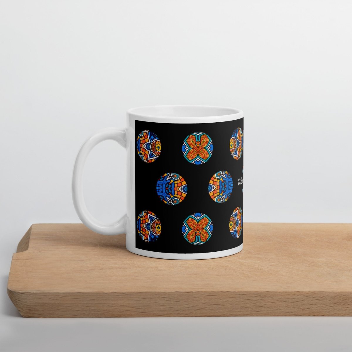 Tasse • Blankas Blumen – Punkte, blau, orange, schwarz - Wonderwazek